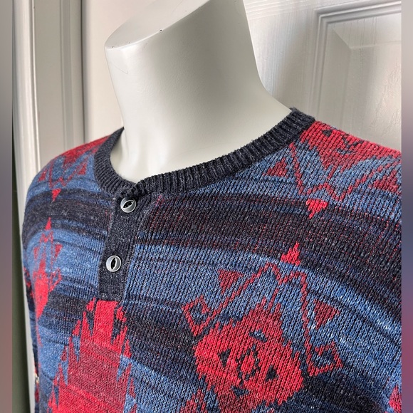 Vintage Ralph Lauren Denim & Supply Cotton Henley Sweater Aztec Southwestern - Picture 2 of 13